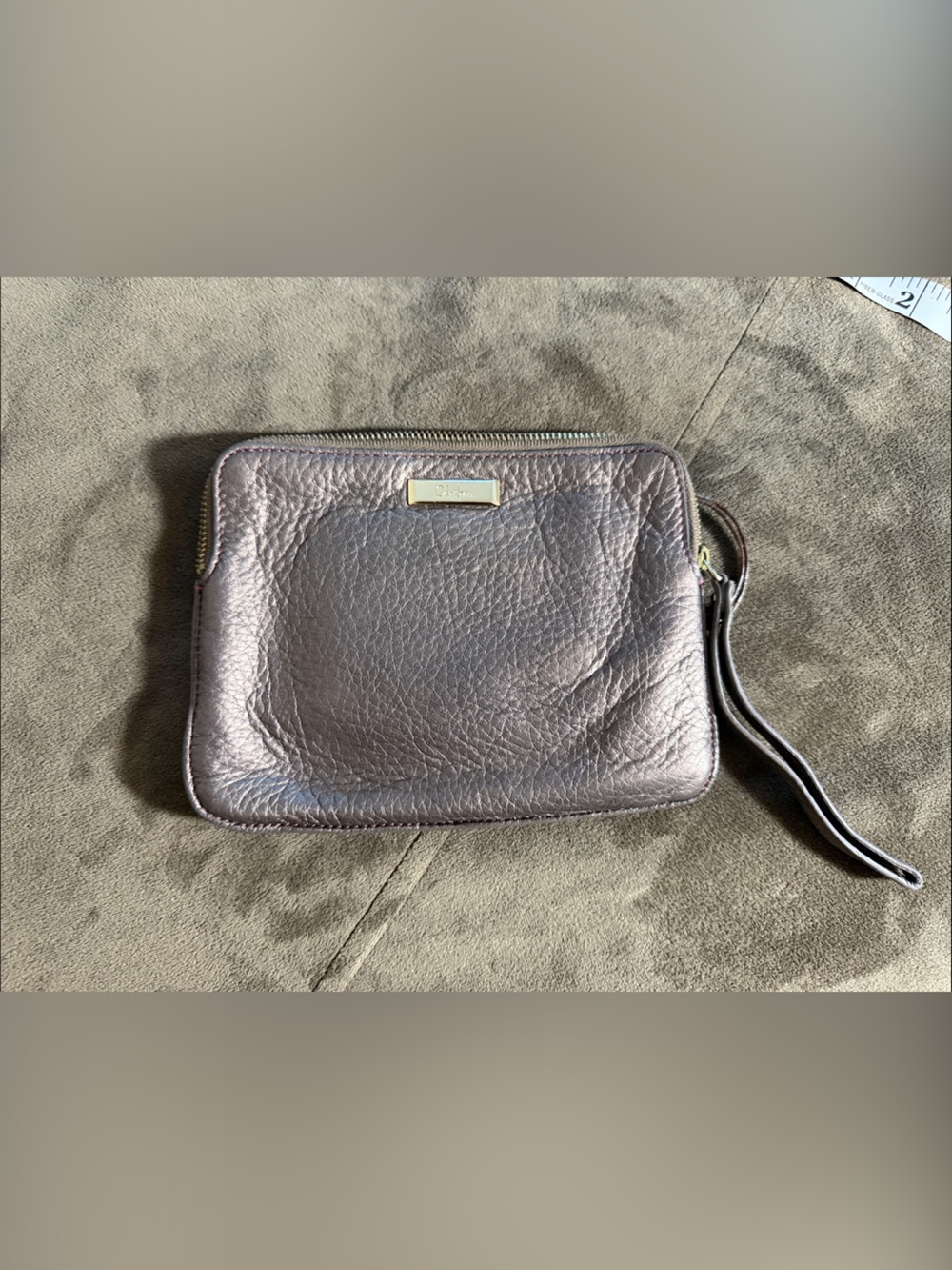 Cole Haan Metallic Bronze Wristlet Clutch Quality Leather gorgeous color